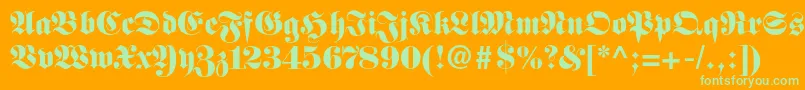 Fettefrakturltstd Font – Green Fonts on Orange Background