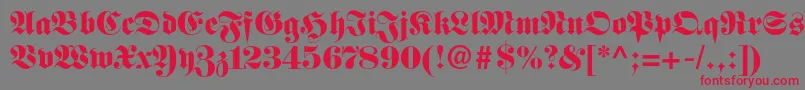 Fettefrakturltstd Font – Red Fonts on Gray Background