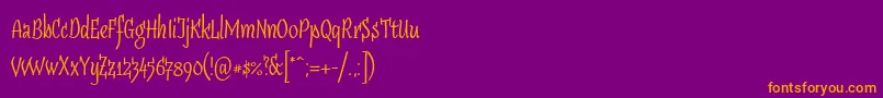 Sudegnakno3-Schriftart – Orangefarbene Schriften auf violettem Hintergrund