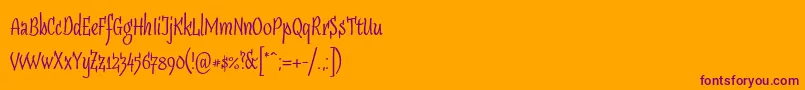 Sudegnakno3-Schriftart – Violette Schriften auf orangefarbenem Hintergrund