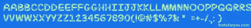 MfJulySky Font – Green Fonts on Blue Background