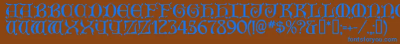 Aneirin ffy Font – Blue Fonts on Brown Background