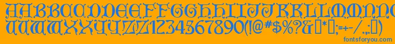Aneirin ffy Font – Blue Fonts on Orange Background