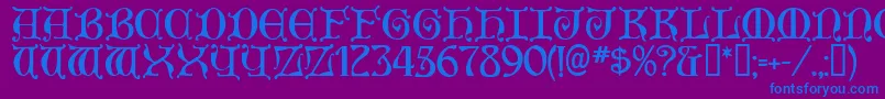 フォントAneirin ffy – 紫色の背景に青い文字