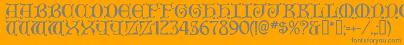 Aneirin ffy-Schriftart – Graue Schriften auf orangefarbenem Hintergrund