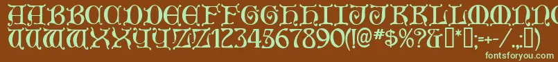 Czcionka Aneirin ffy – zielone czcionki na brązowym tle