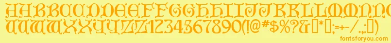 Czcionka Aneirin ffy – pomarańczowe czcionki na żółtym tle