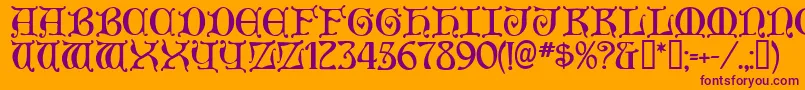 Aneirin ffy Font – Purple Fonts on Orange Background