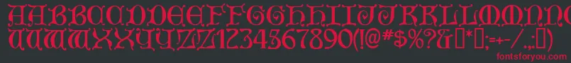 Aneirin ffy Font – Red Fonts on Black Background