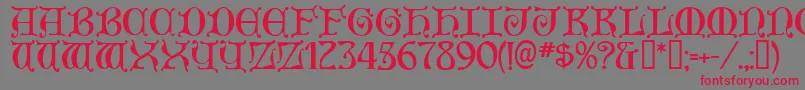 Aneirin ffy-Schriftart – Rote Schriften auf grauem Hintergrund