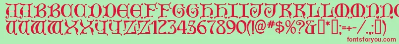 Aneirin ffy Font – Red Fonts on Green Background