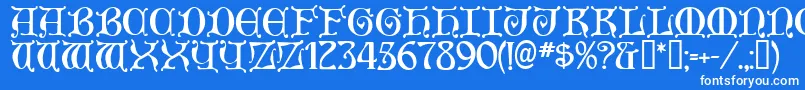 フォントAneirin ffy – 青い背景に白い文字