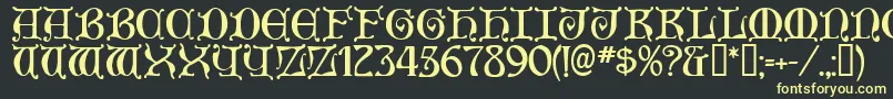 Aneirin ffy-Schriftart – Gelbe Schriften auf schwarzem Hintergrund