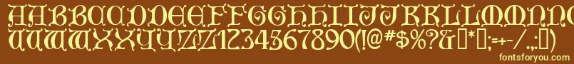 Aneirin ffy Font – Yellow Fonts on Brown Background