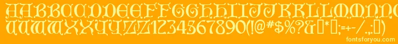 Aneirin ffy Font – Yellow Fonts on Orange Background