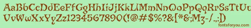 Шрифт JiggerypokeryitcTt – коричневые шрифты на зелёном фоне