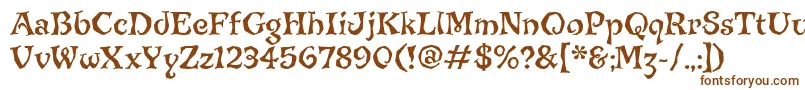 JiggerypokeryitcTt-Schriftart – Braune Schriften auf weißem Hintergrund
