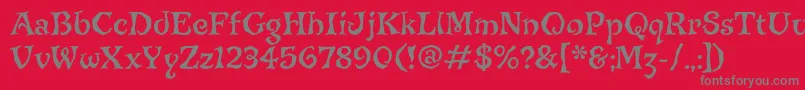 Fonte JiggerypokeryitcTt – fontes cinzas em um fundo vermelho