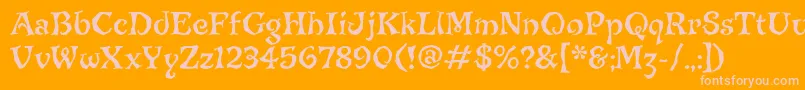 JiggerypokeryitcTt-fontti – vaaleanpunaiset fontit oranssilla taustalla