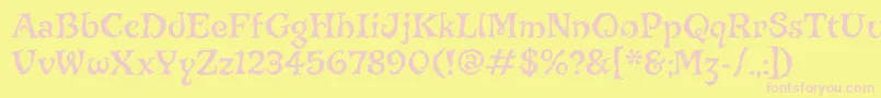 Fonte JiggerypokeryitcTt – fontes rosa em um fundo amarelo