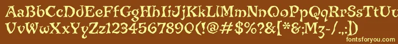 JiggerypokeryitcTt-fontti – keltaiset fontit ruskealla taustalla