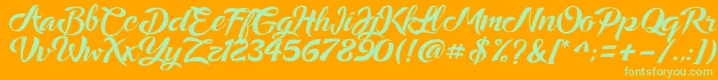 Ampera Font – Green Fonts on Orange Background