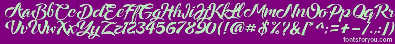 Ampera Font – Green Fonts on Purple Background