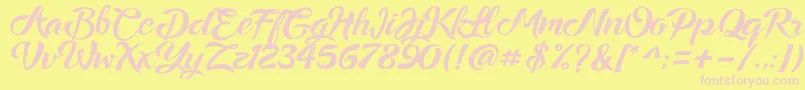 Ampera Font – Pink Fonts on Yellow Background