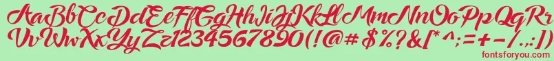 Ampera Font – Red Fonts on Green Background