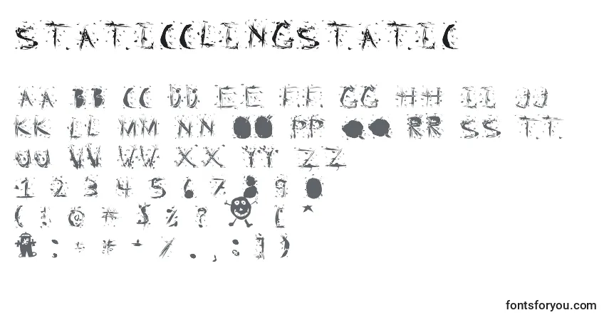 A fonte StaticClingStatic – alfabeto, números, caracteres especiais