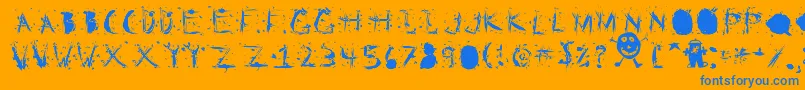 StaticClingStatic-Schriftart – Blaue Schriften auf orangefarbenem Hintergrund