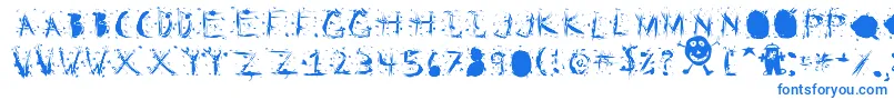 フォントStaticClingStatic – 白い背景に青い文字