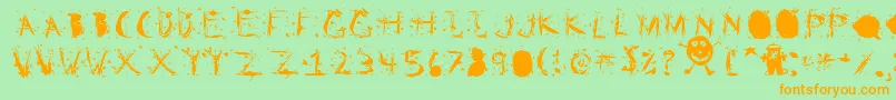 StaticClingStatic-Schriftart – Orangefarbene Schriften auf grünem Hintergrund