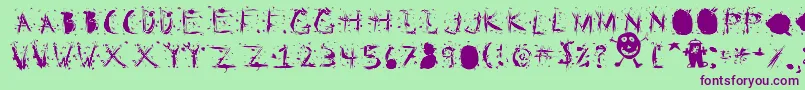 StaticClingStatic Font – Purple Fonts on Green Background