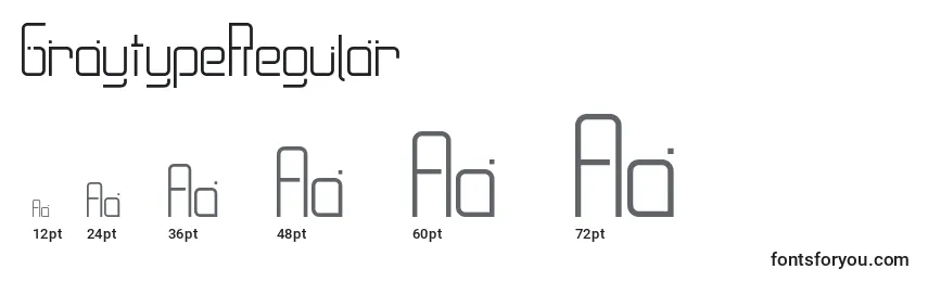 Размеры шрифта GraytypeRegular