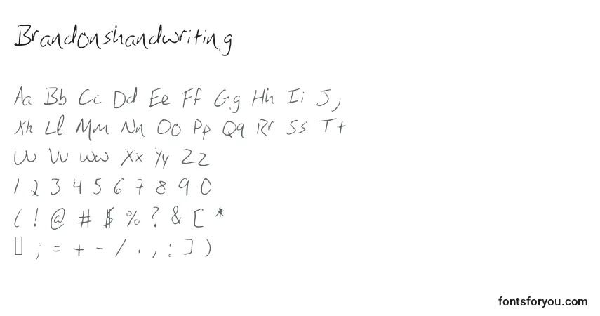 Brandonshandwriting-fontti – aakkoset, numerot, erikoismerkit
