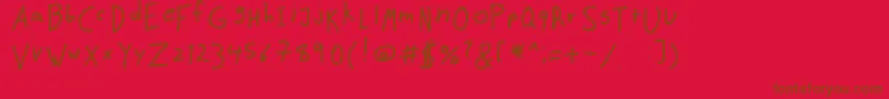 Matofont01-Schriftart – Braune Schriften auf rotem Hintergrund