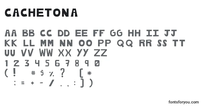 Czcionka Cachetona – alfabet, cyfry, specjalne znaki
