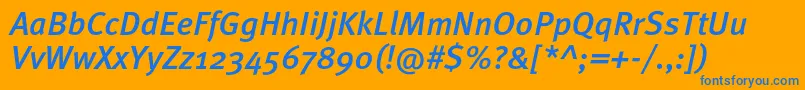 MetaproMediumitalic Font – Blue Fonts on Orange Background