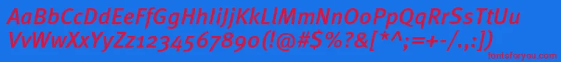 MetaproMediumitalic Font – Red Fonts on Blue Background