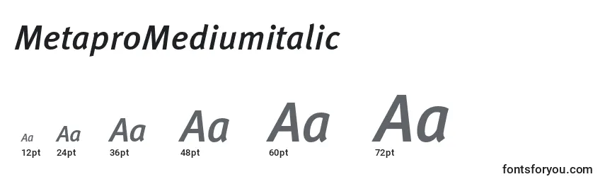 Размеры шрифта MetaproMediumitalic