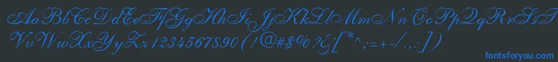 ShelleyLtAllegroScript Font – Blue Fonts on Black Background