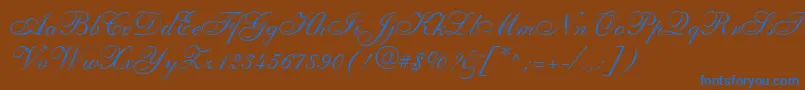 ShelleyLtAllegroScript-Schriftart – Blaue Schriften auf braunem Hintergrund