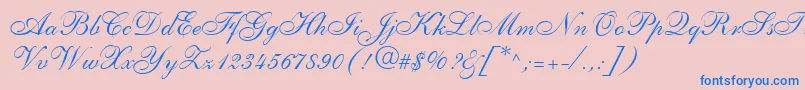 ShelleyLtAllegroScript-Schriftart – Blaue Schriften auf rosa Hintergrund