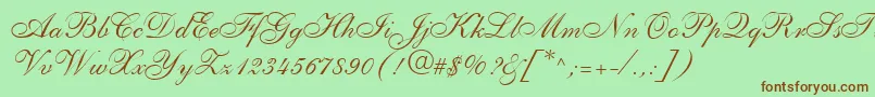 ShelleyLtAllegroScript Font – Brown Fonts on Green Background