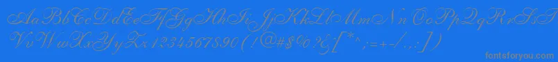 ShelleyLtAllegroScript-Schriftart – Graue Schriften auf blauem Hintergrund