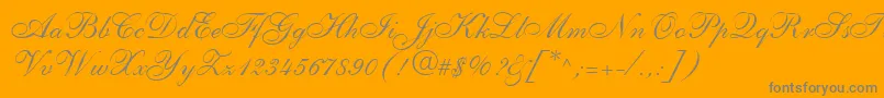 ShelleyLtAllegroScript-fontti – harmaat kirjasimet oranssilla taustalla