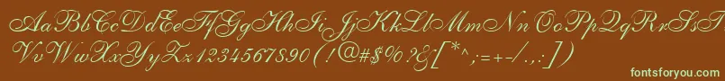 ShelleyLtAllegroScript Font – Green Fonts on Brown Background