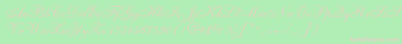 ShelleyLtAllegroScript-fontti – vaaleanpunaiset fontit vihreällä taustalla