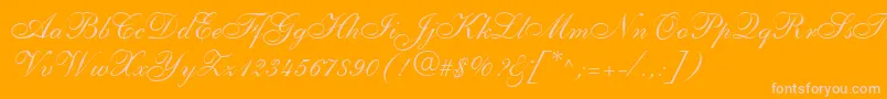 ShelleyLtAllegroScript-Schriftart – Rosa Schriften auf orangefarbenem Hintergrund